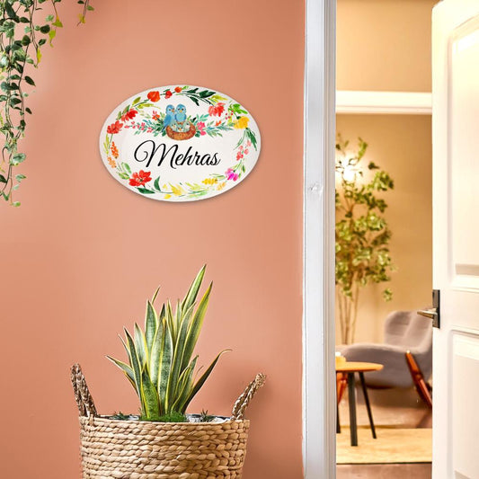 Bird Family - Personalized Handpainted Nameplate - Rangreli