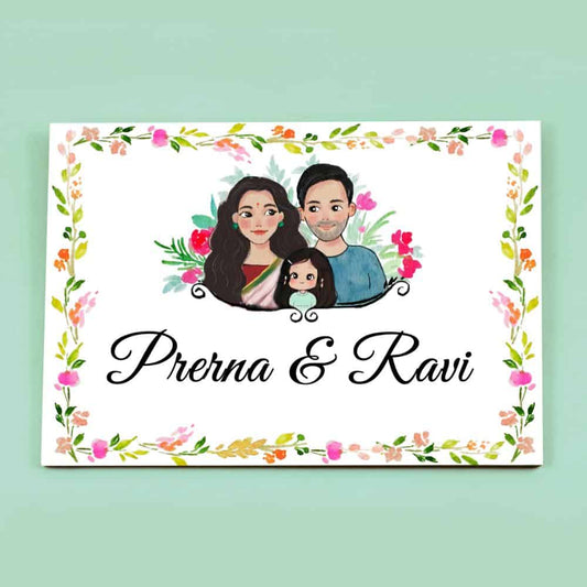 Family 4 - Handpainted Personalised Name plate - Rangreli