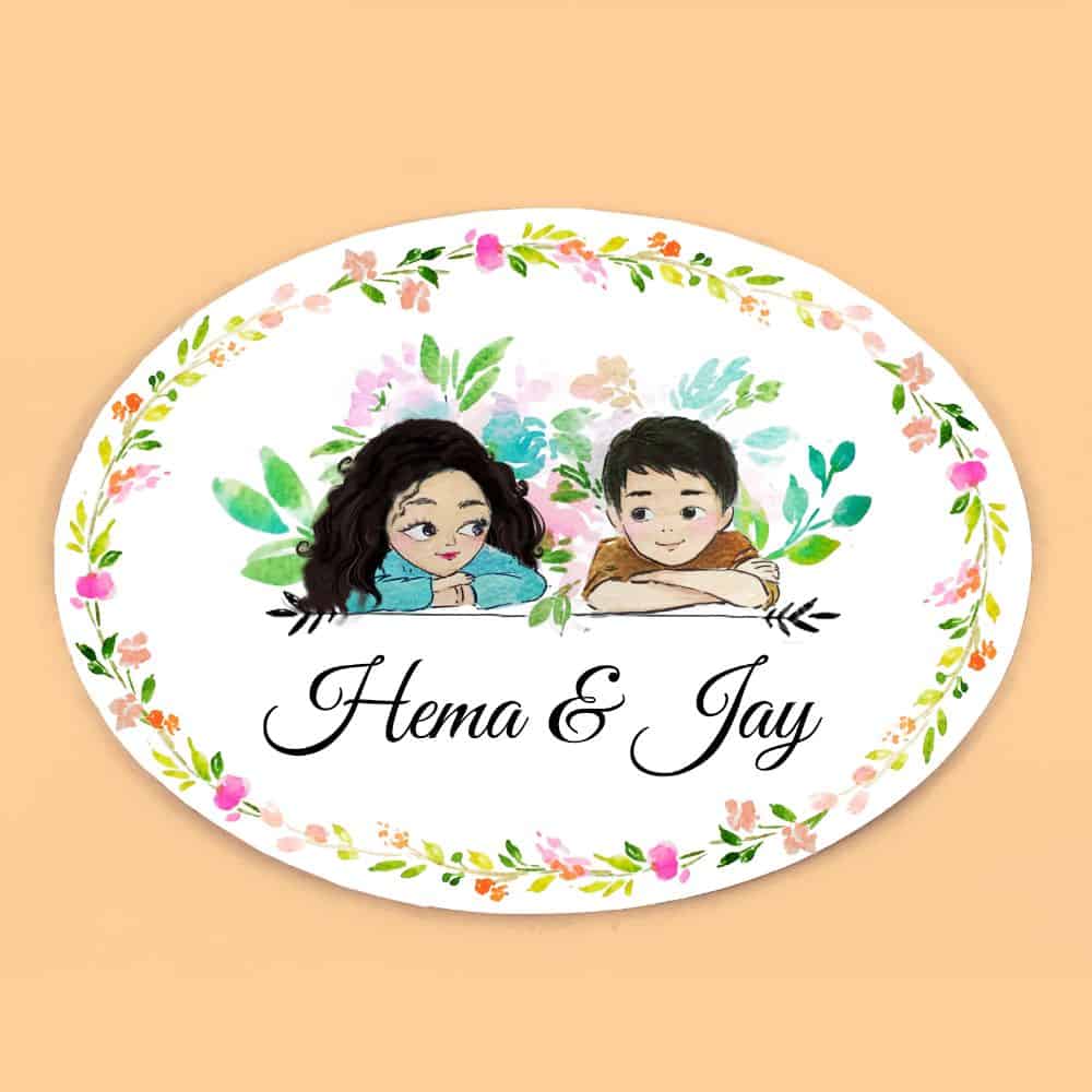 Handpainted Customized Name plate - Couple Name Plate - rangreli