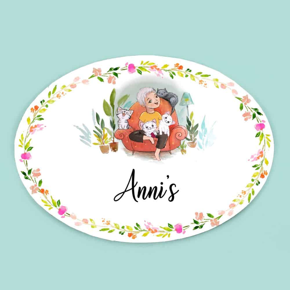 Handpainted Customized Name Plate - Cat Family Name Plate - rangreli