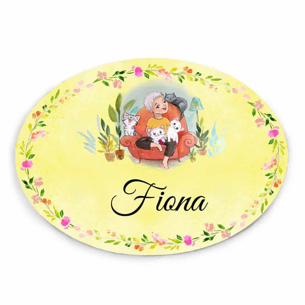 Handpainted Customized Name Plate - Cat Family Name Plate - rangreli