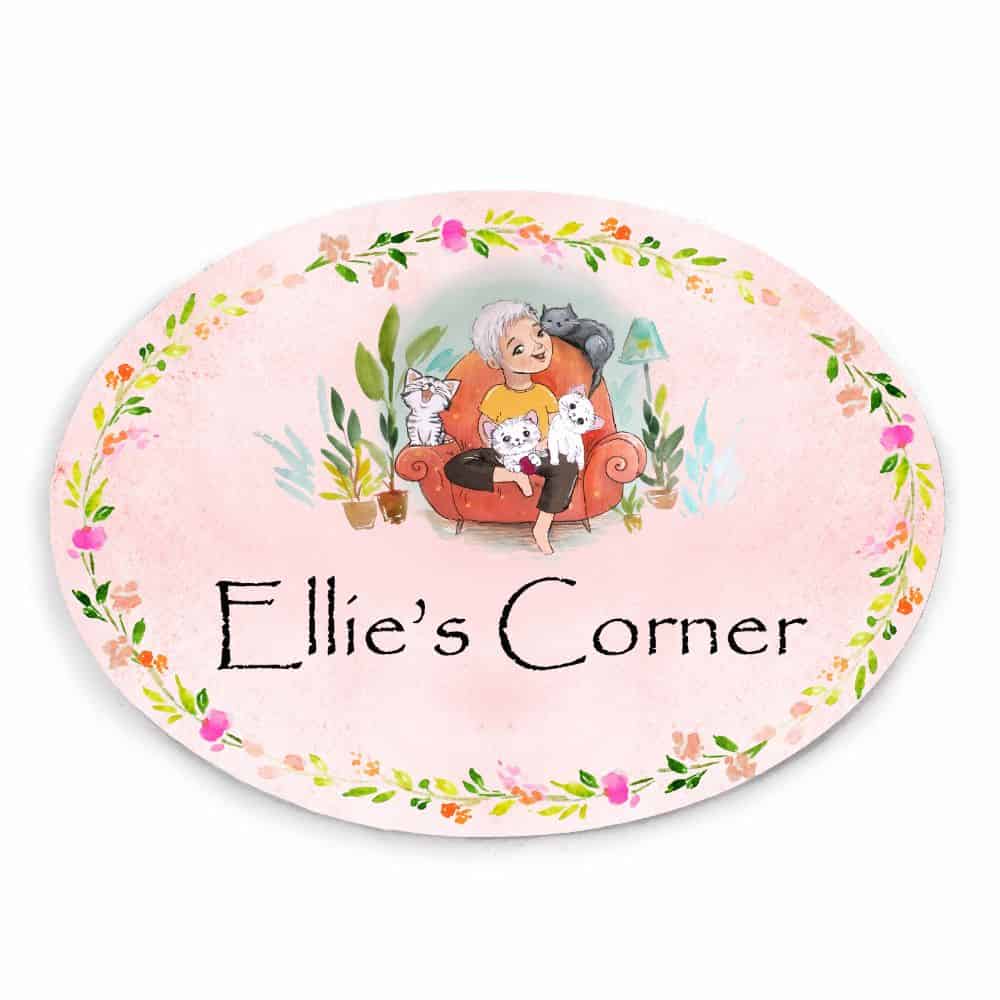 Handpainted Customized Name Plate - Cat Family Name Plate - rangreli