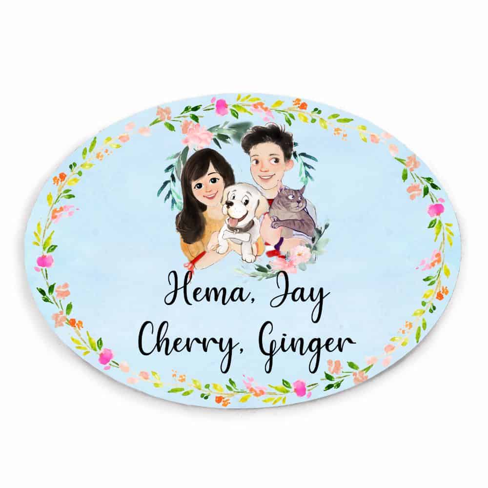 Handpainted Customized Name Plate - Pets Couple Name Plate - rangreli