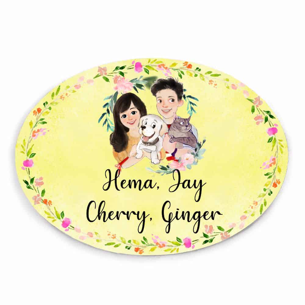 Handpainted Customized Name Plate - Pets Couple Name Plate - rangreli