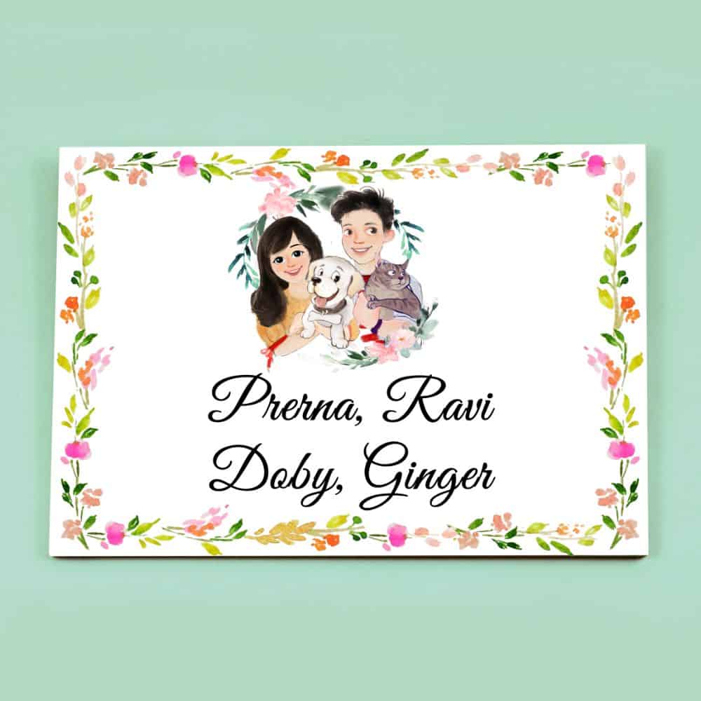 Handpainted Customized Name Plate - Pets Couple Name Plate - rangreli
