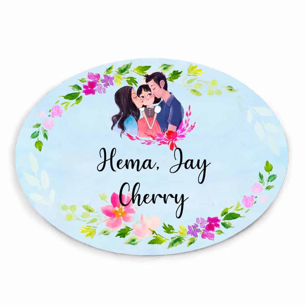 Handpainted Customized Name plate - Cute Family Name Plate - rangreli
