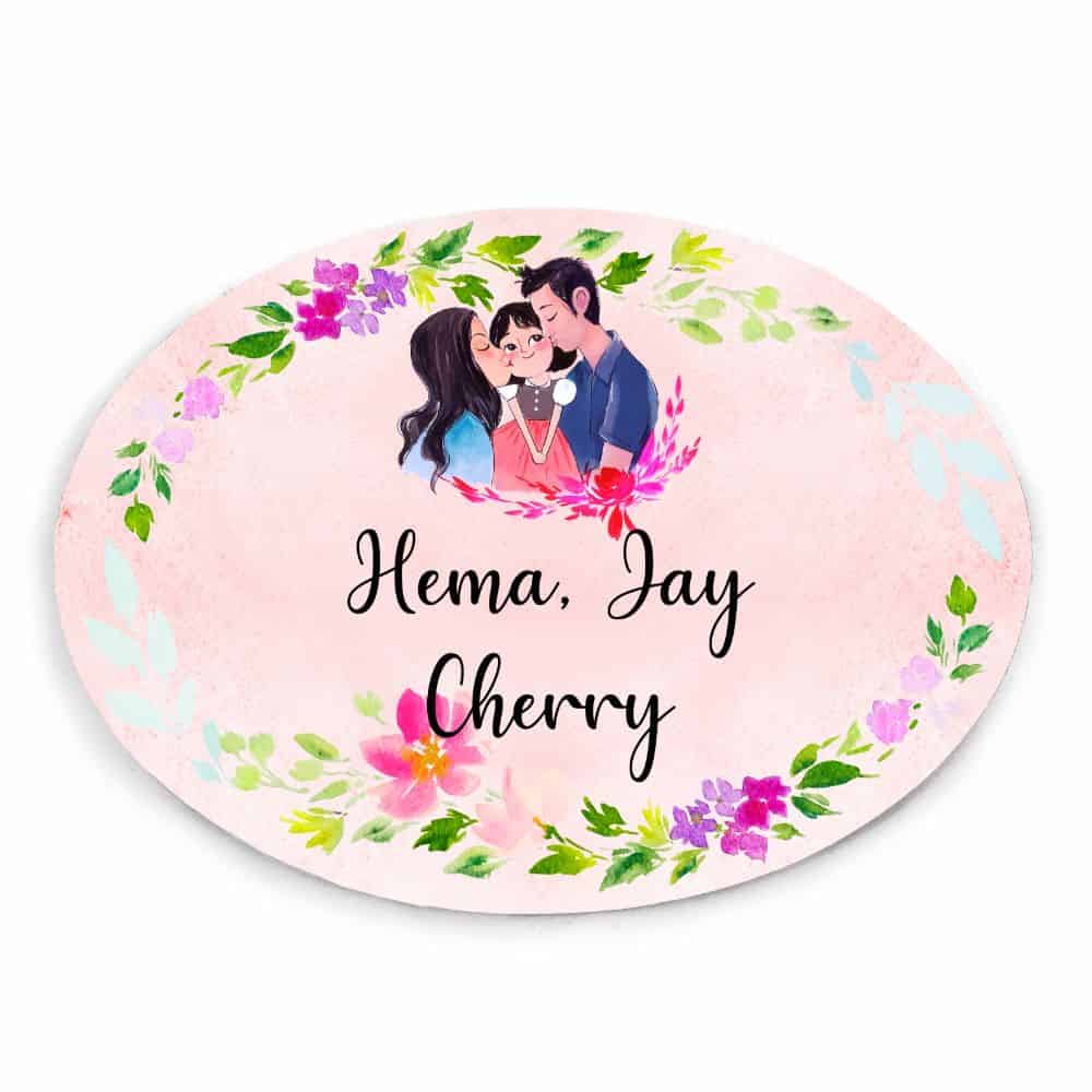 Handpainted Customized Name plate - Cute Family Name Plate - rangreli