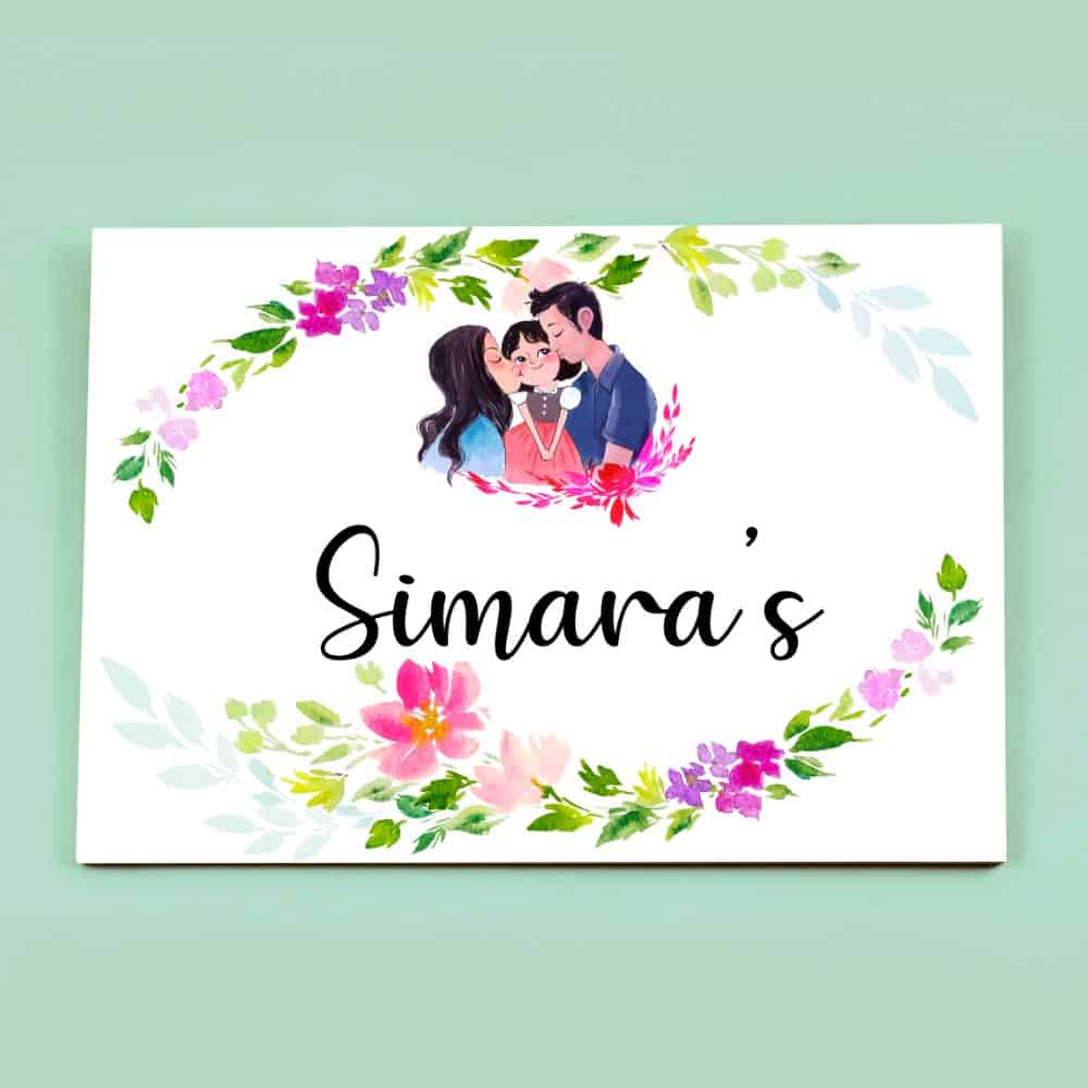 Handpainted Customized Name plate - Cute Family Name Plate - rangreli