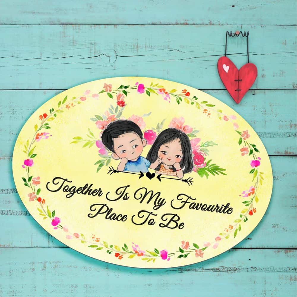 Handpainted Customized Name Plate - Cute Couple Name Plate - rangreli
