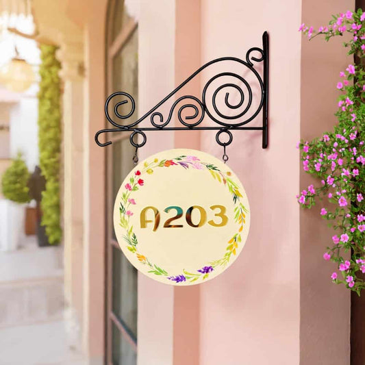 Ivory Aura - Minimal Handpainted Hanging Nameplate - Rangreli