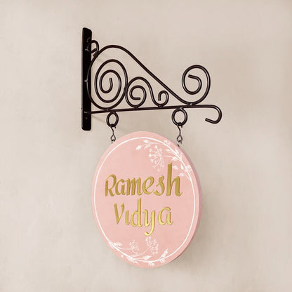 Peach Whisper - Minimal Handpainted Hanging Nameplate - rangreli