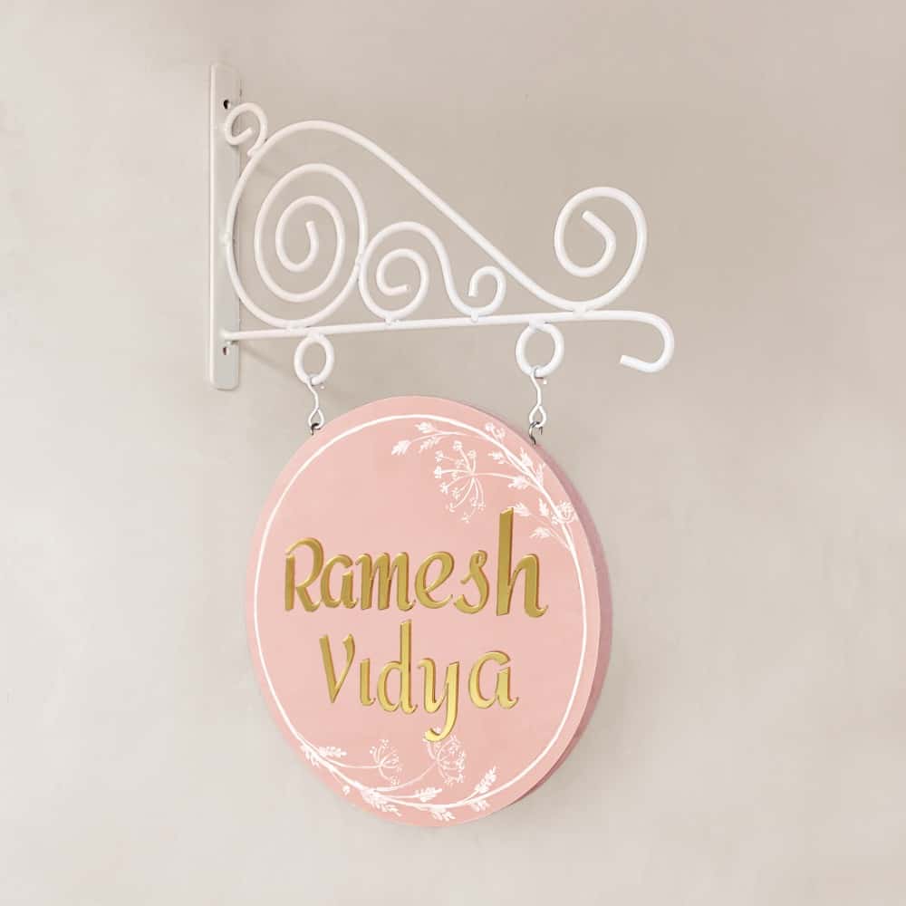 Peach Whisper - Minimal Handpainted Hanging Nameplate - rangreli