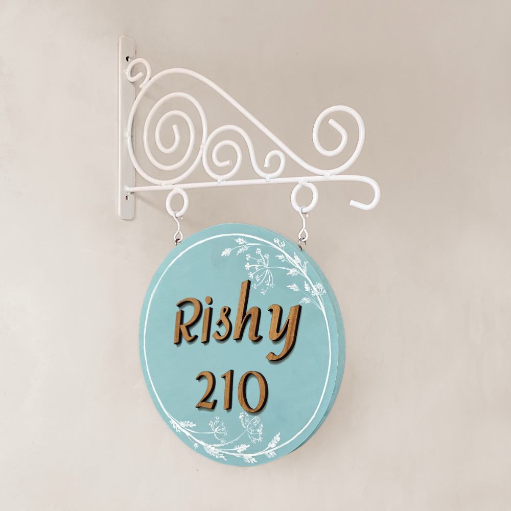 Soft Azure - Minimal Handpainted Hanging Nameplate - rangreli
