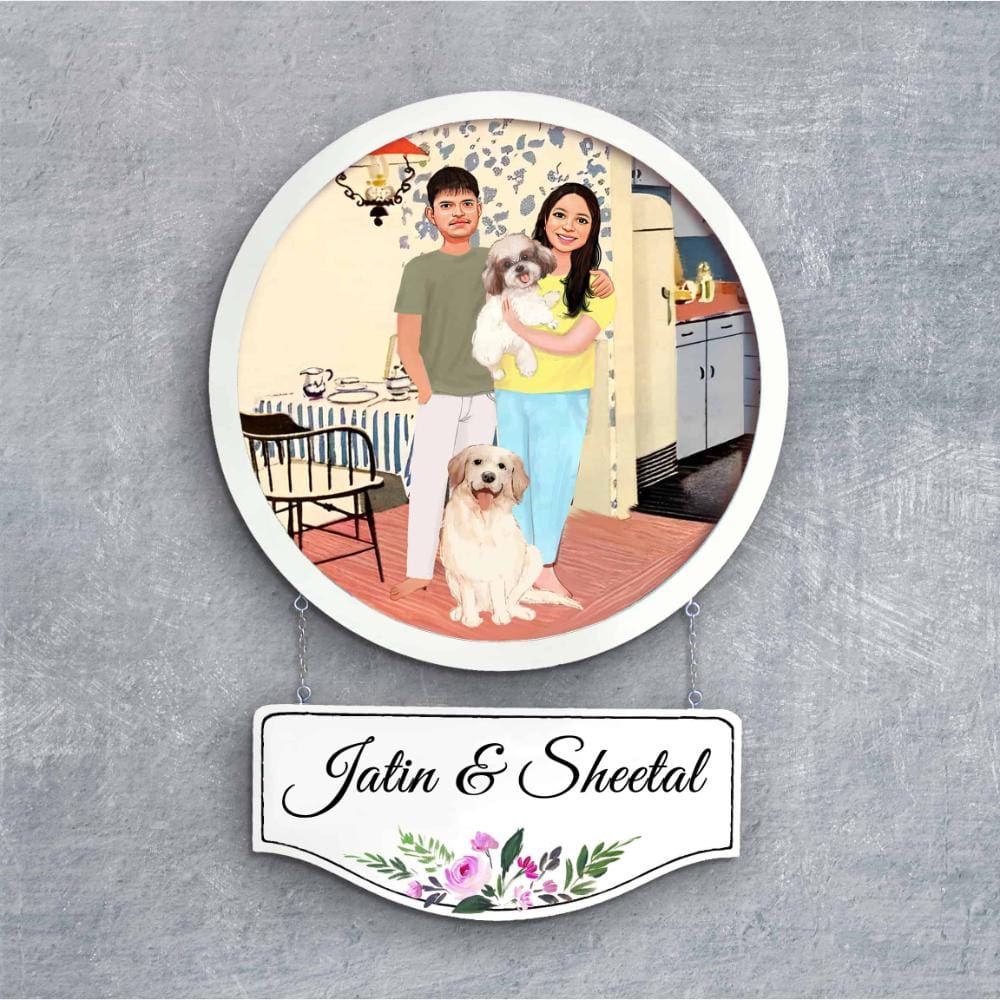 Handpainted Personalized Character Nameplate with pets - Full frame - Rangreli