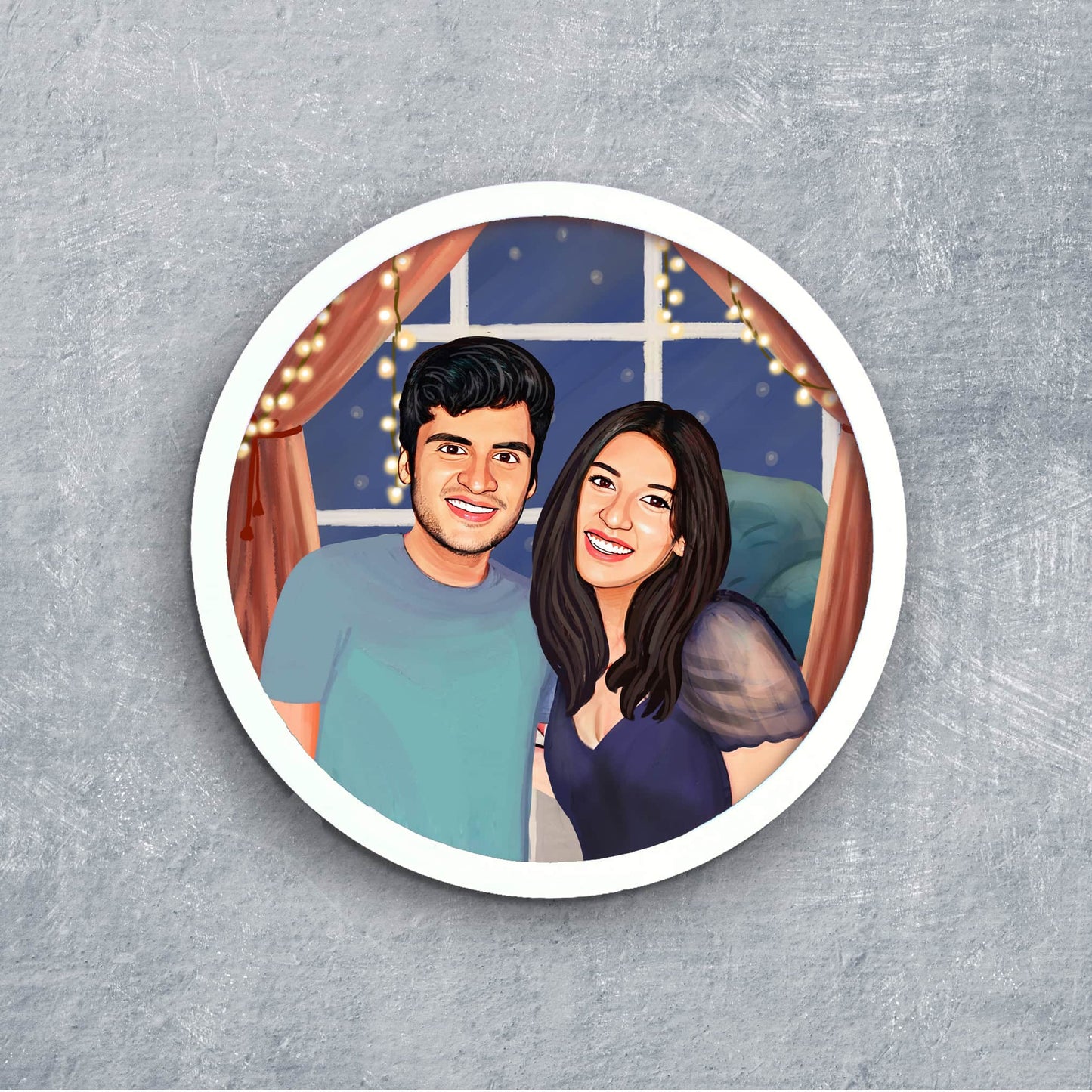 Handpainted Personalized Character couple1 Nameplate- Full frame - rangreli