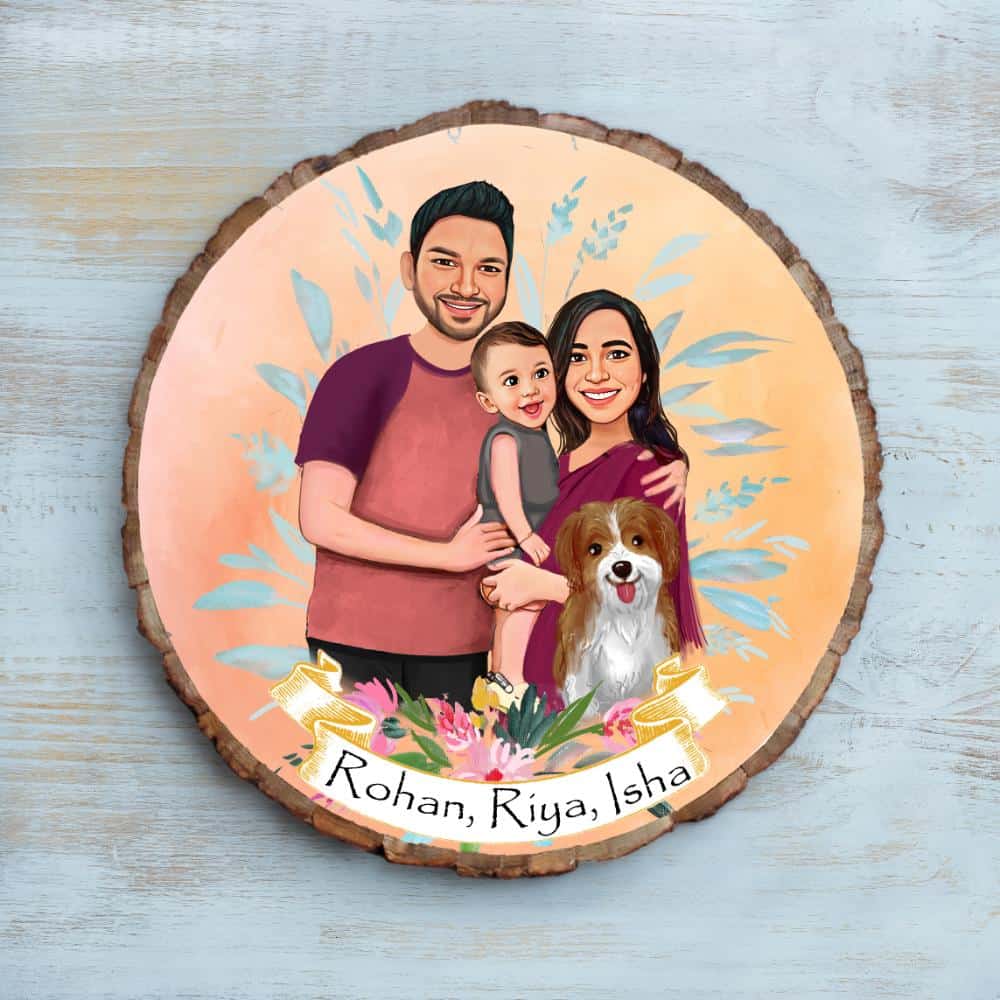 Handpainted Personalized Character Family Nameplate with pet - Bark - Rangreli