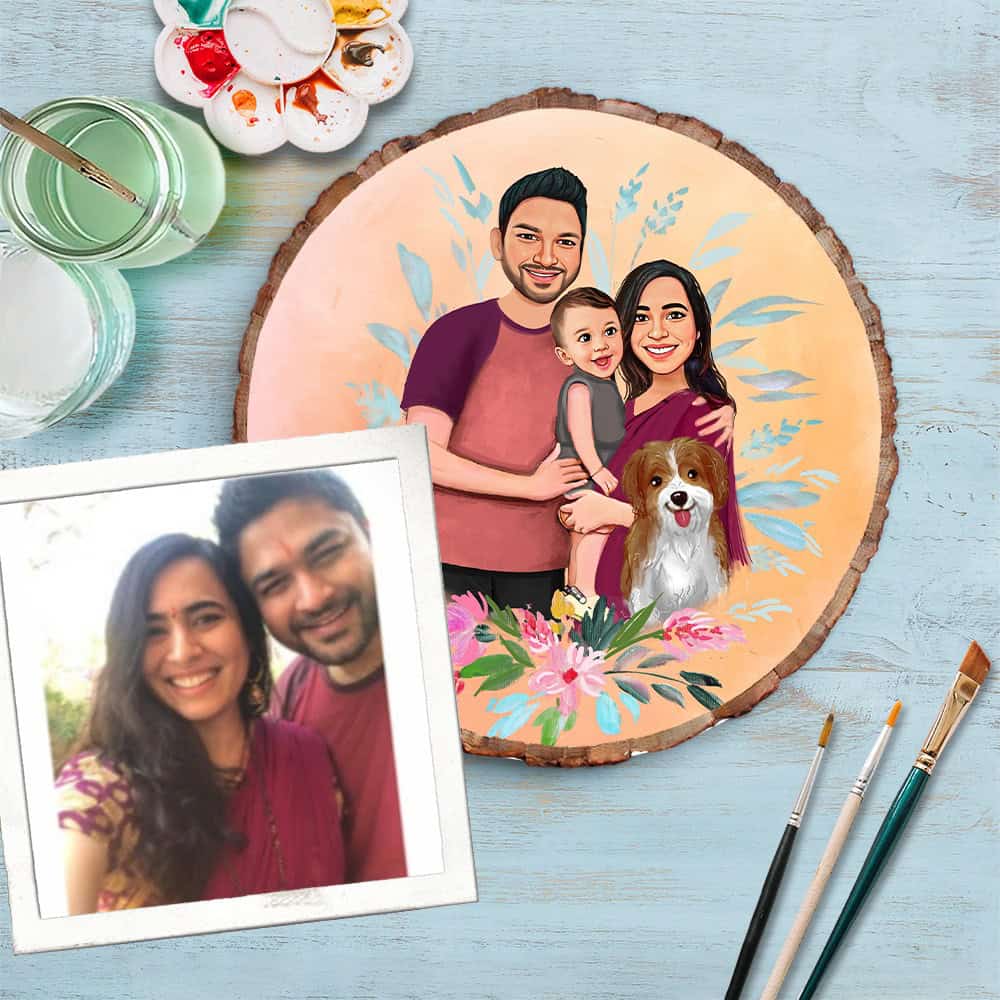 Handpainted Personalized Character Family Nameplate with pet- Bark - rangreli