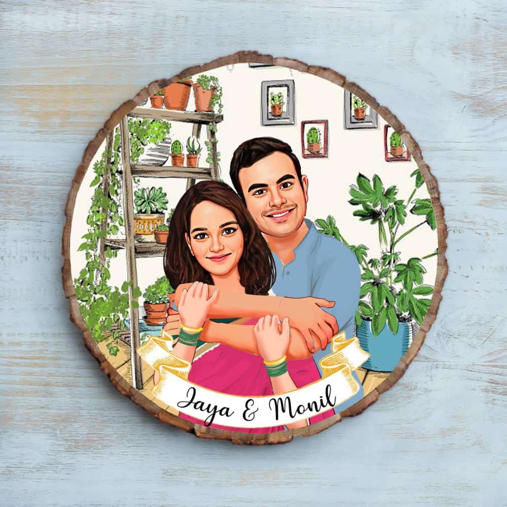 Handpainted Personalized Character Nameplate Sweet Couple - Bark - Rangreli