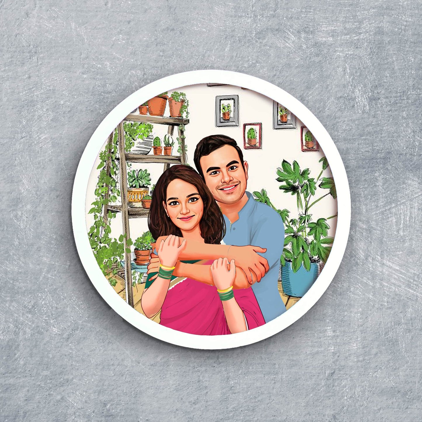 Handpainted Personalized Character Nameplate Sweet Couple- Full frame - rangreli
