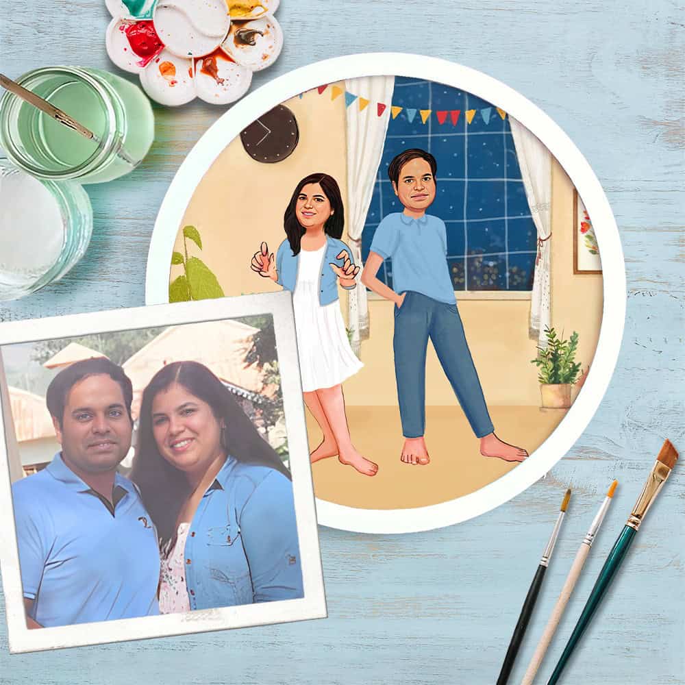Handpainted Personalized Character Nameplate Cute Couple - Bark - Rangreli