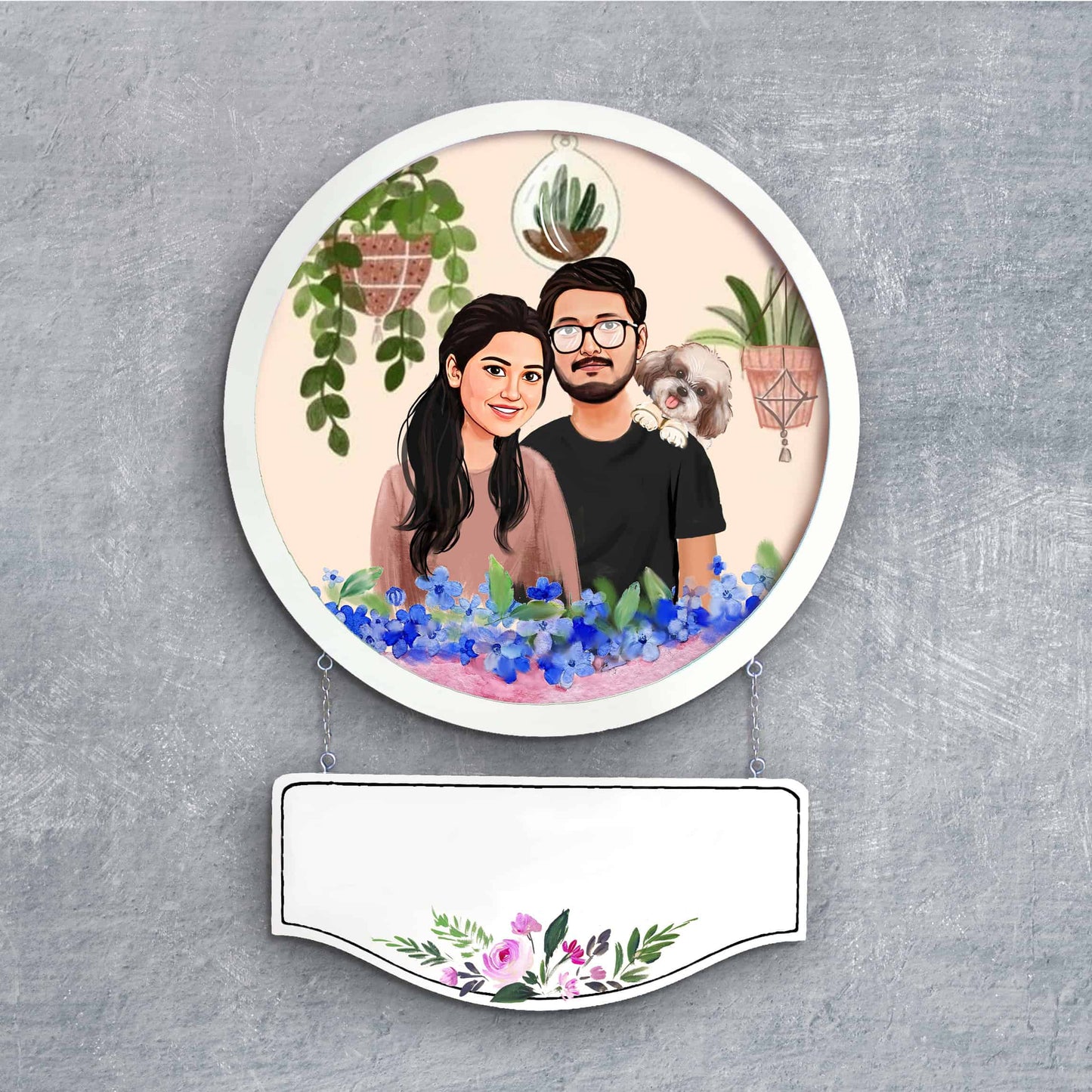Handpainted Personalized Character Nameplate with cat- Full frame - rangreli