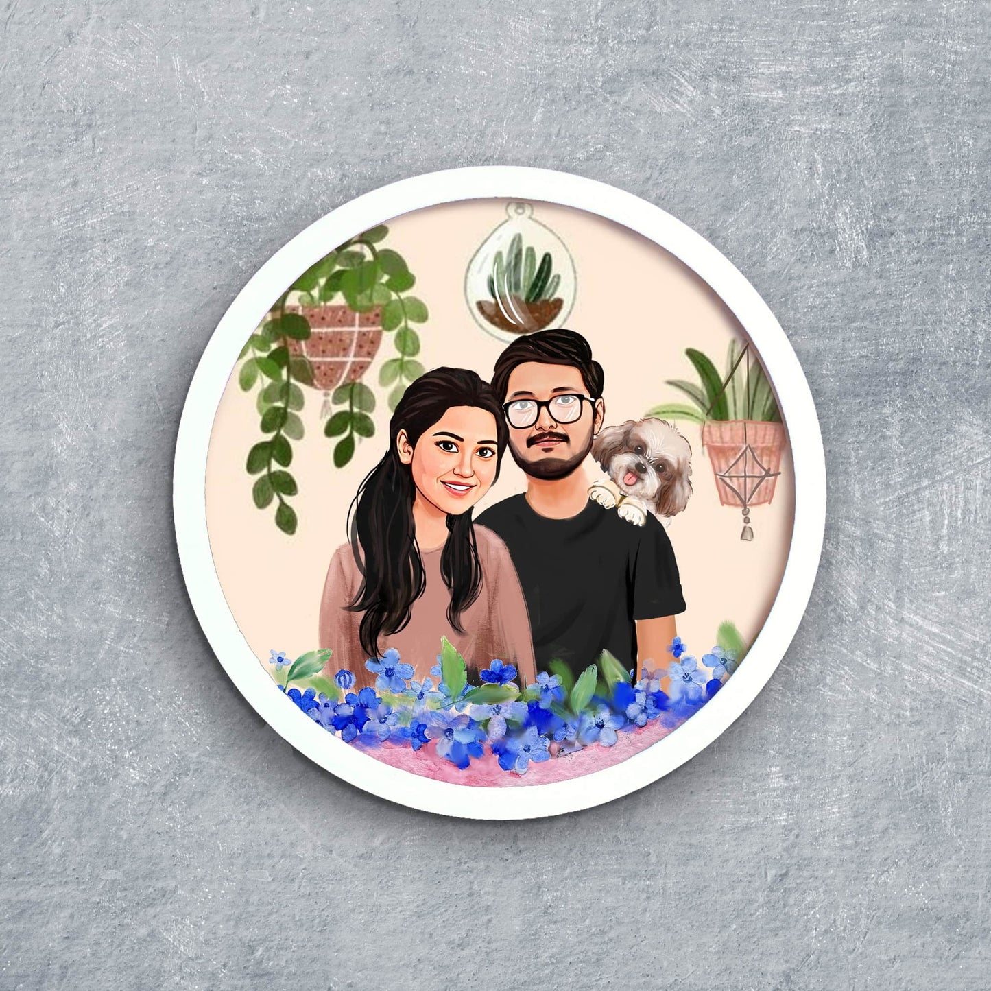 Handpainted Personalized Character Nameplate with cat- Full frame - rangreli