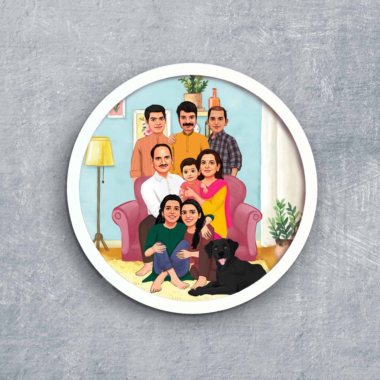 Handpainted Personalized Character Nameplate with full family- Full frame - rangreli