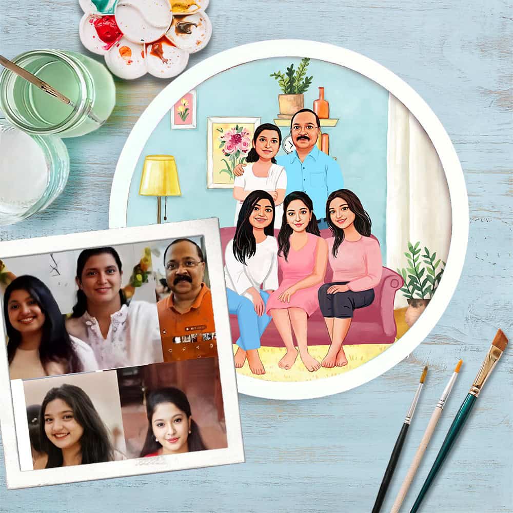 Handpainted Personalized Character Nameplate with full family- Full frame - rangreli