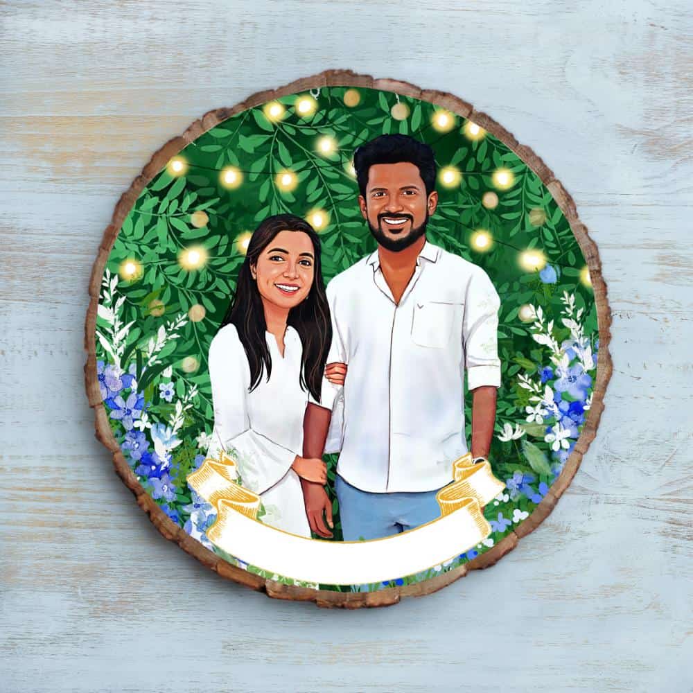 Handpainted Personalized Character Nameplate Couple Goal - Bark - Rangreli