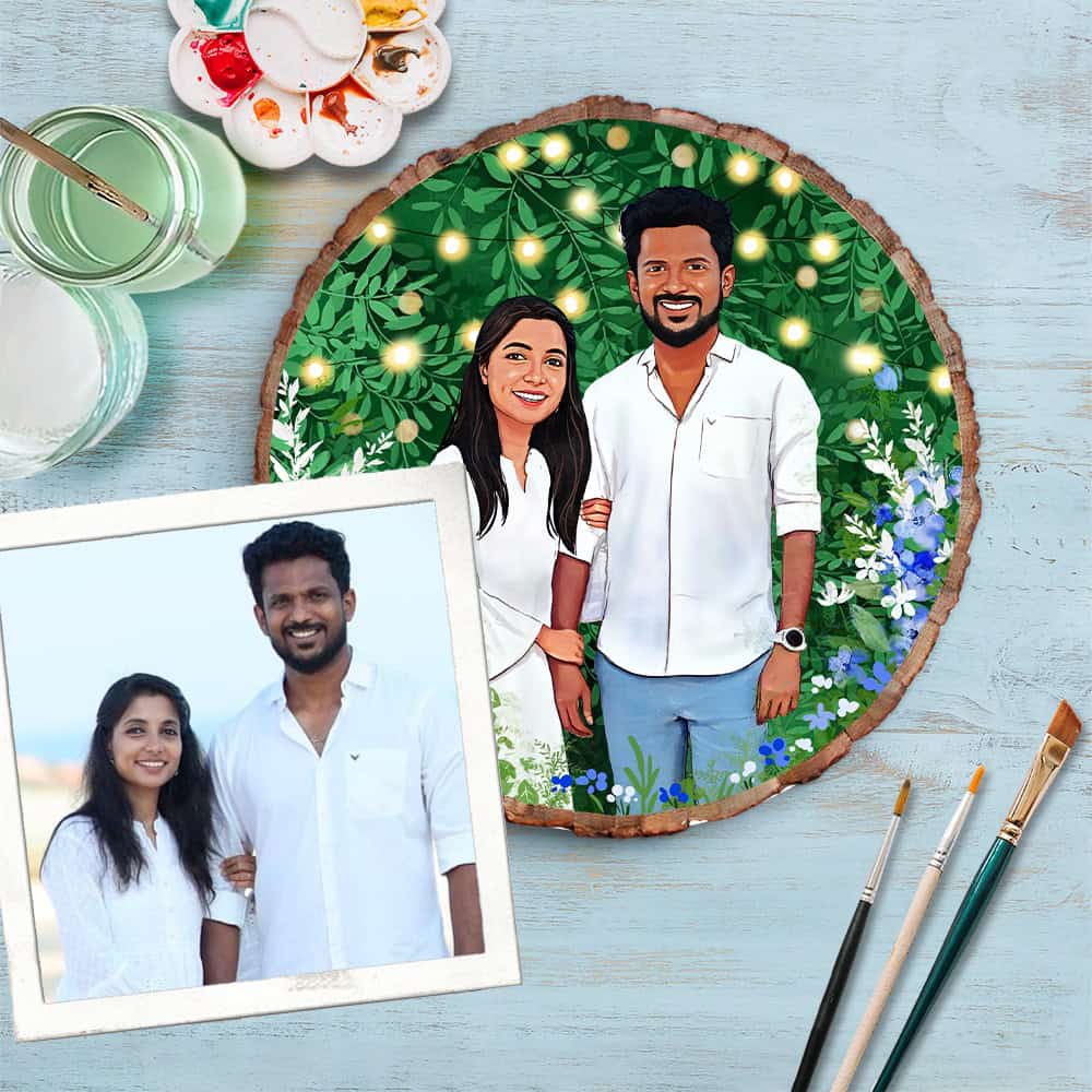 Handpainted Personalized Character Nameplate Couple Goal - Bark - Rangreli