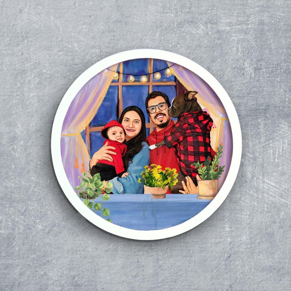 Handpainted Personalized Character Nameplate with Family1- Full frame - rangreli