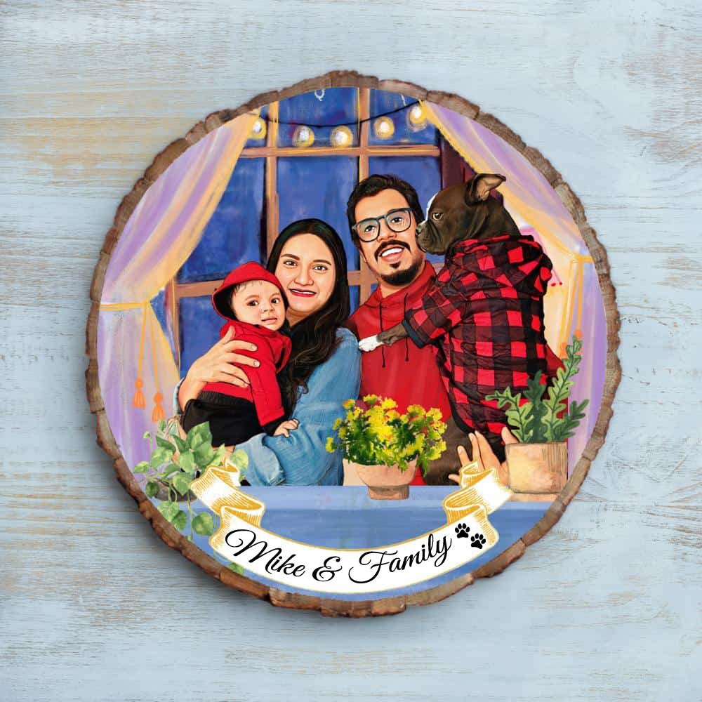Handpainted Personalized Character Nameplate with Family1 - Full frame - Rangreli