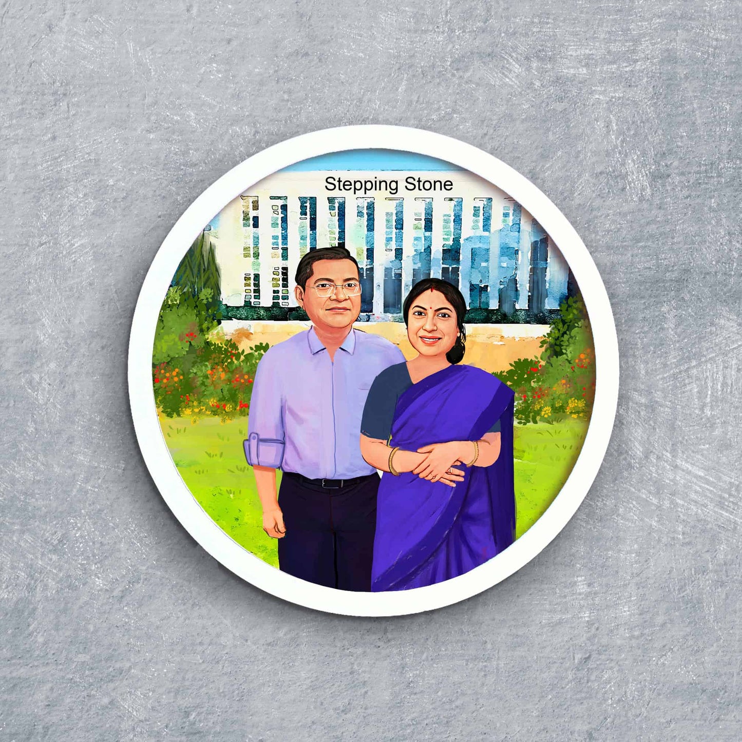 Handpainted Personalized Character Nameplate Mom N Dad- Full frame - rangreli