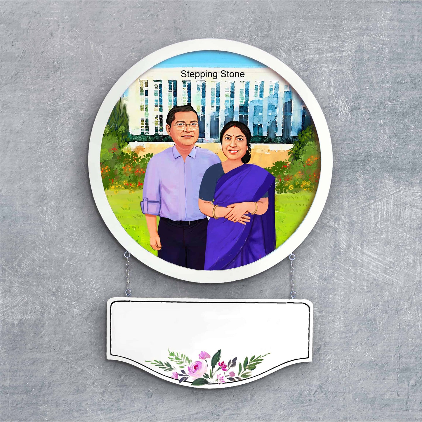Handpainted Personalized Character Nameplate Mom N Dad- Full frame - rangreli