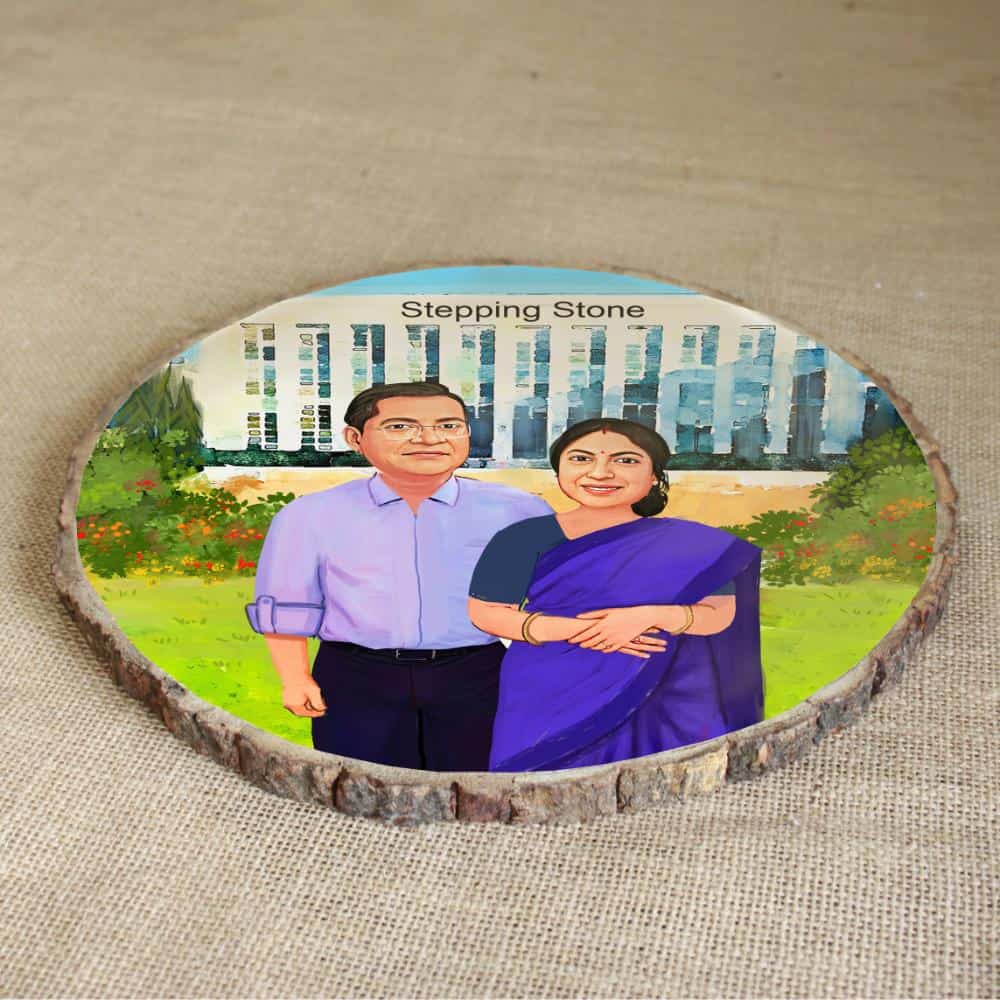 Handpainted Personalized Illustration Bark Nameplate - Mom N Dad - rangreli