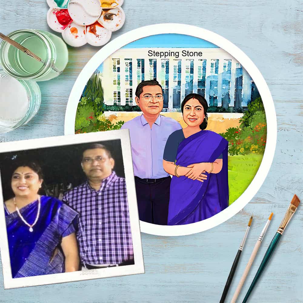 Handpainted Personalized Character Nameplate Mom N Dad- Full frame - rangreli