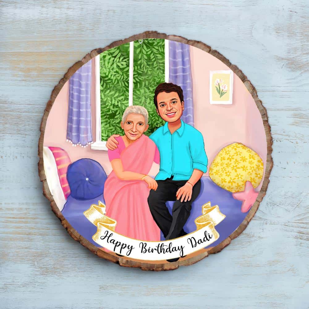 Handpainted Personalized Illustration Bark Nameplate - Love to GrandMaa - rangreli