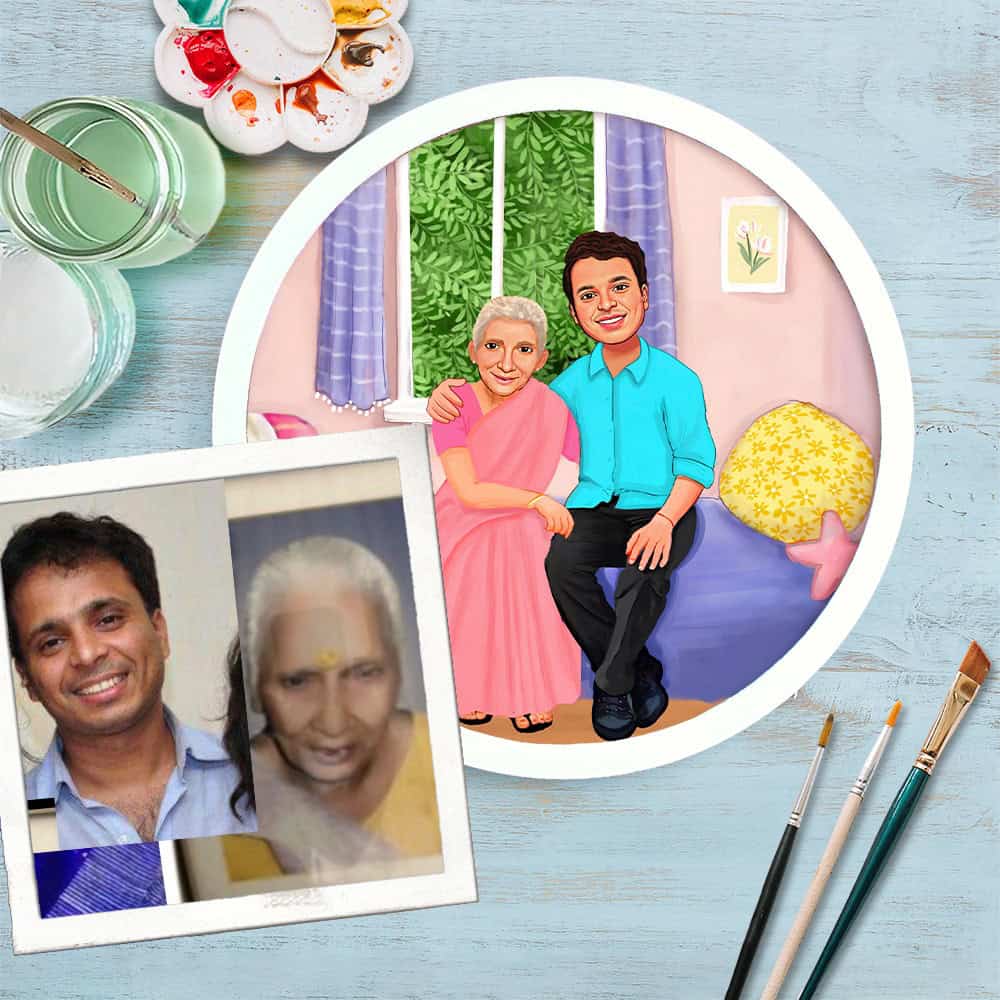 Handpainted Personalized Illustration Bark Nameplate - Love to GrandMaa - Rangreli