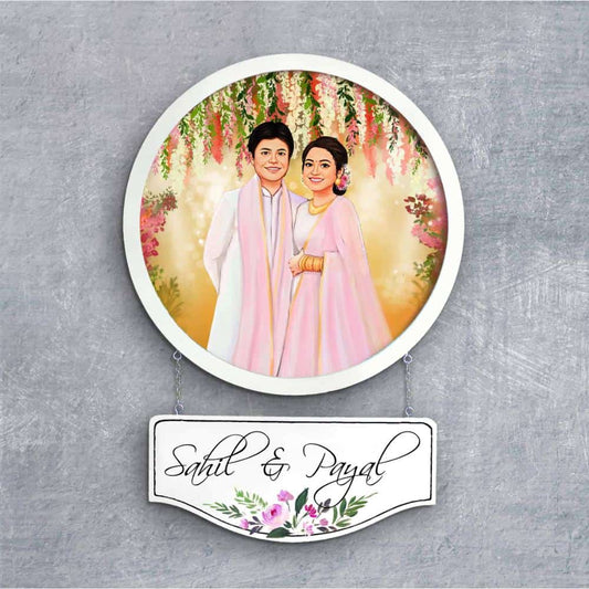 Handpainted Personalized Character Nameplate Wedding Couple1- Full frame - rangreli