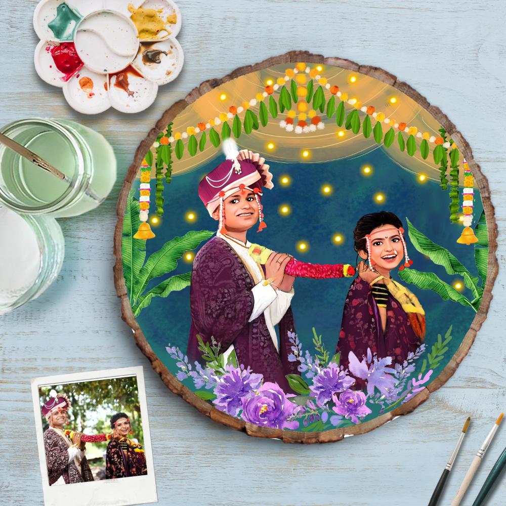 Handpainted Personalized Character Nameplate Wedding Feras - Full frame - Rangreli