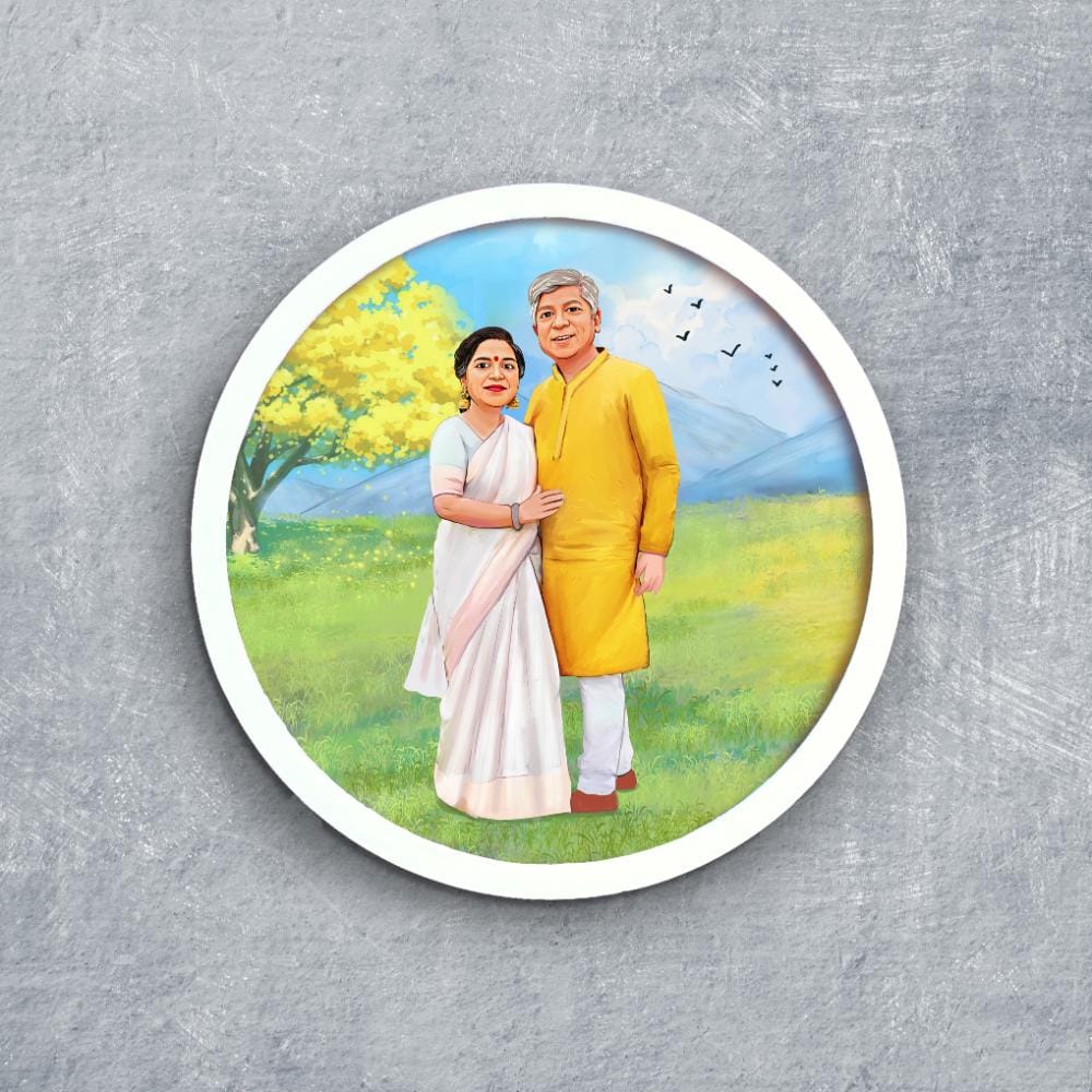 Handpainted Personalized Character Holiday1 Couple Nameplate - Full frame - Rangreli