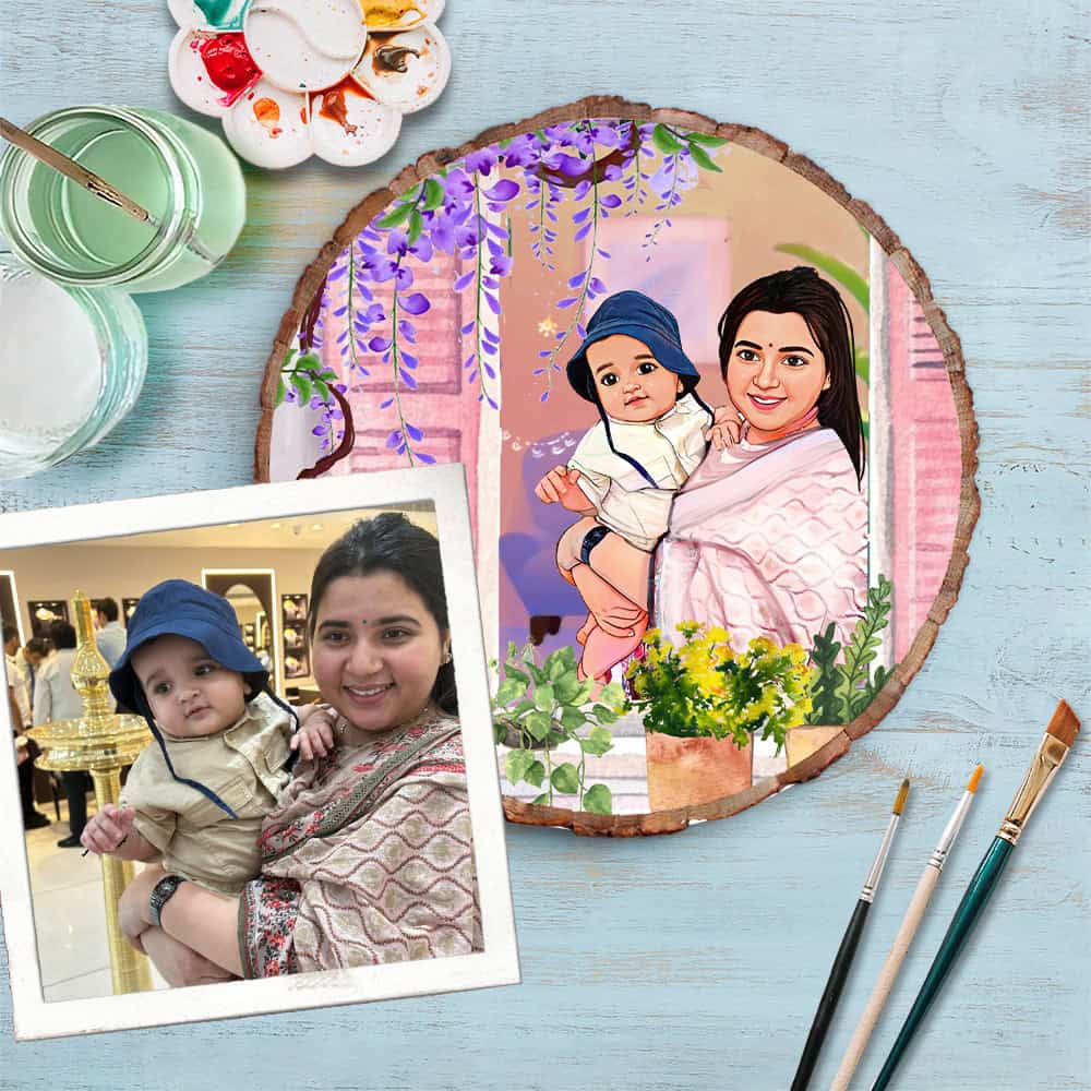 Handpainted Personalized Illustration Bark Nameplate - Fun Time 3 - rangreli