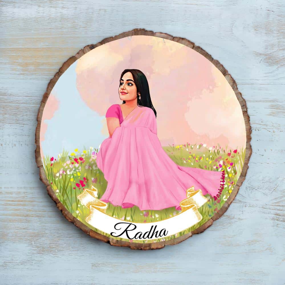 Handpainted Personalized Illustration Bark Nameplate - Memories1 - Rangreli