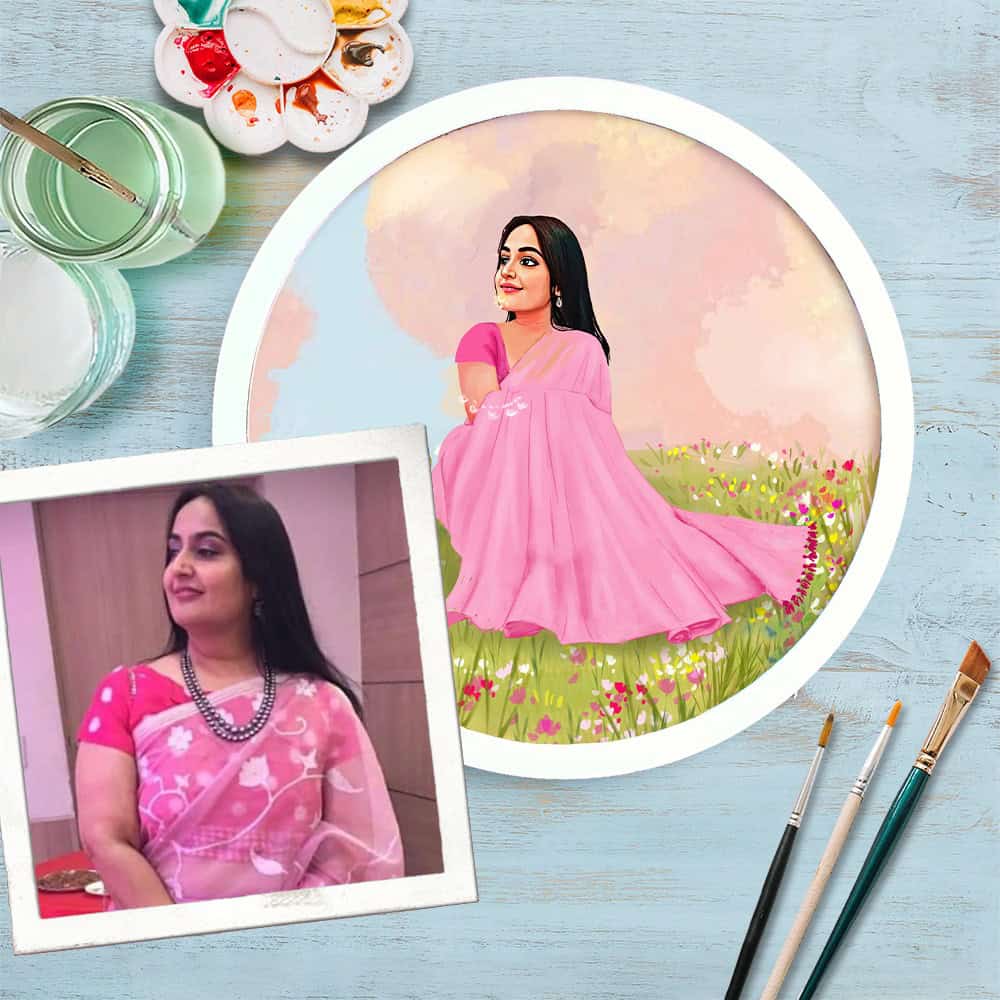 Handpainted Personalized Illustration Bark Nameplate - Memories1 - Rangreli