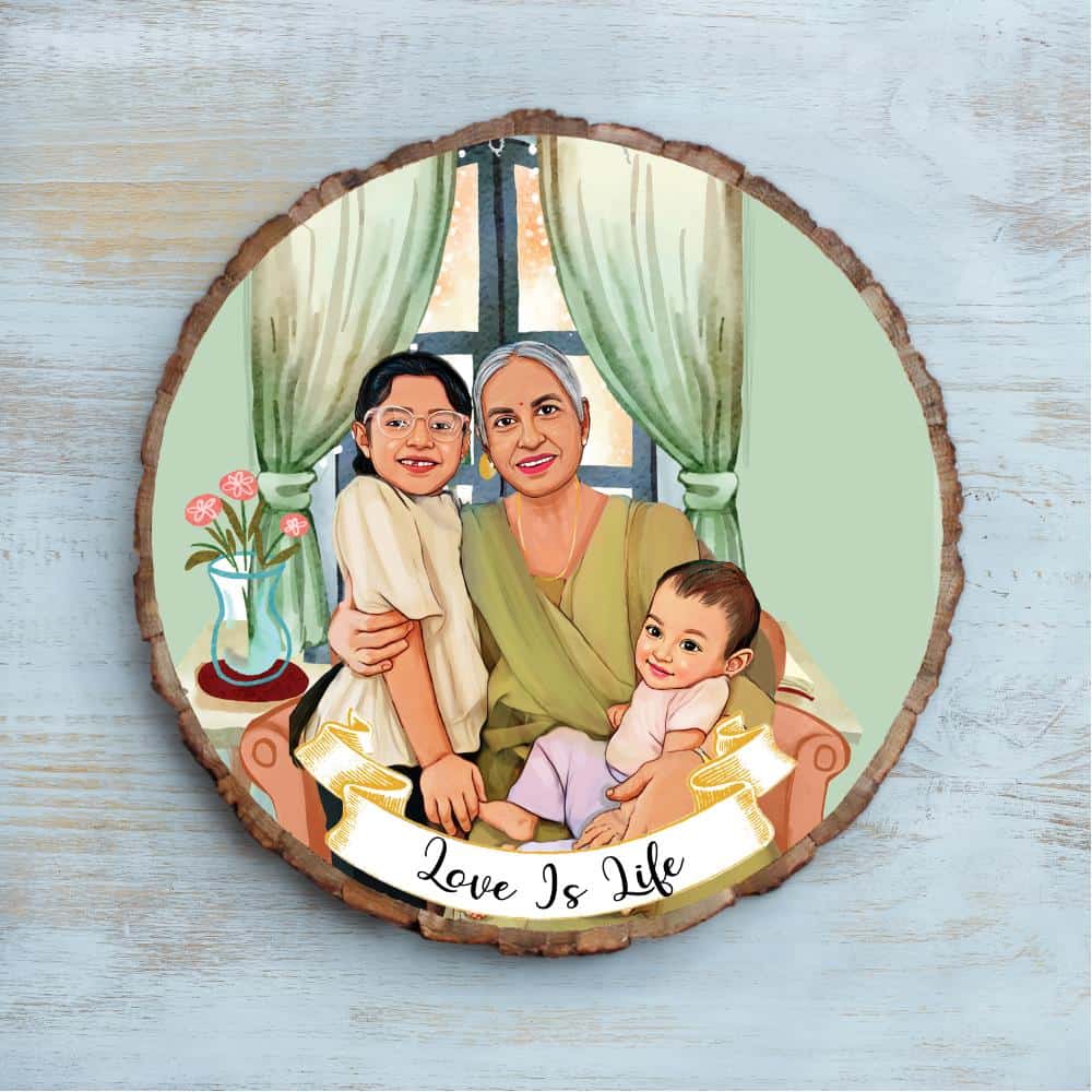 Handpainted Personalized Illustration Bark Nameplate - Memories2 - Rangreli