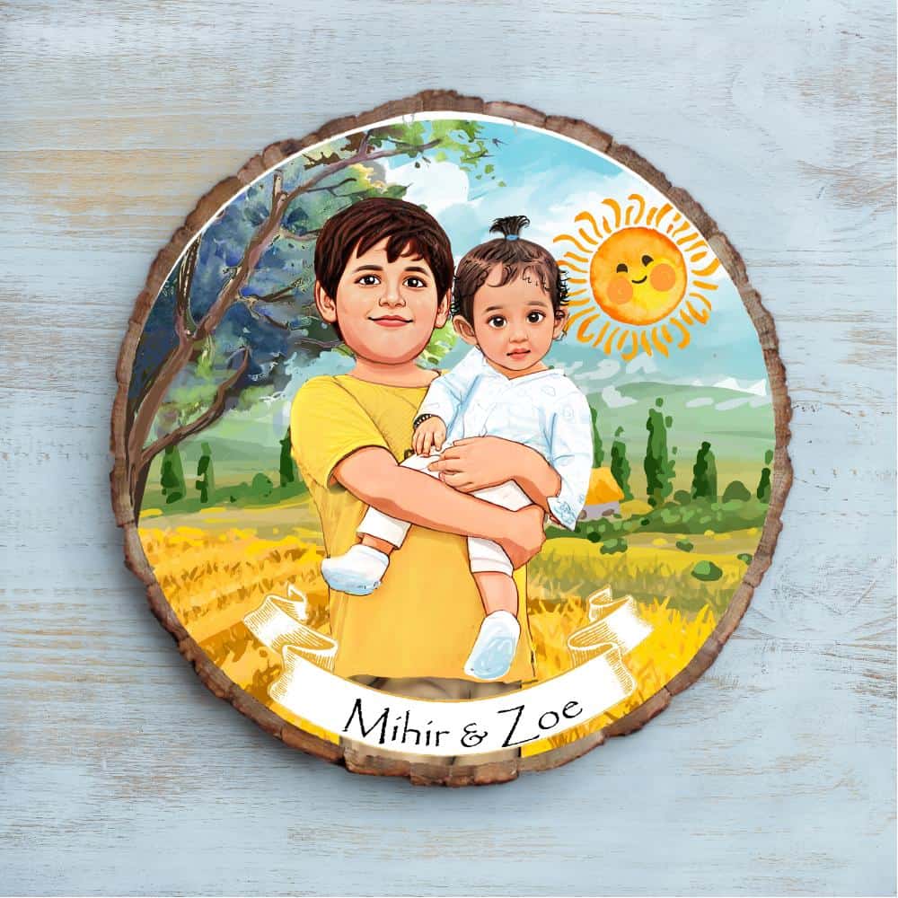 Handpainted Personalized Illustration Bark Nameplate - Memories3 - Rangreli