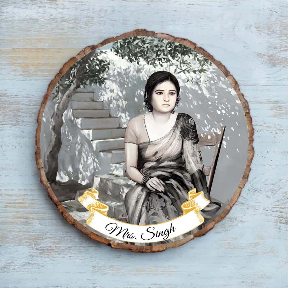 Handpainted Personalized Illustration Bark Nameplate - Memories5 - Rangreli