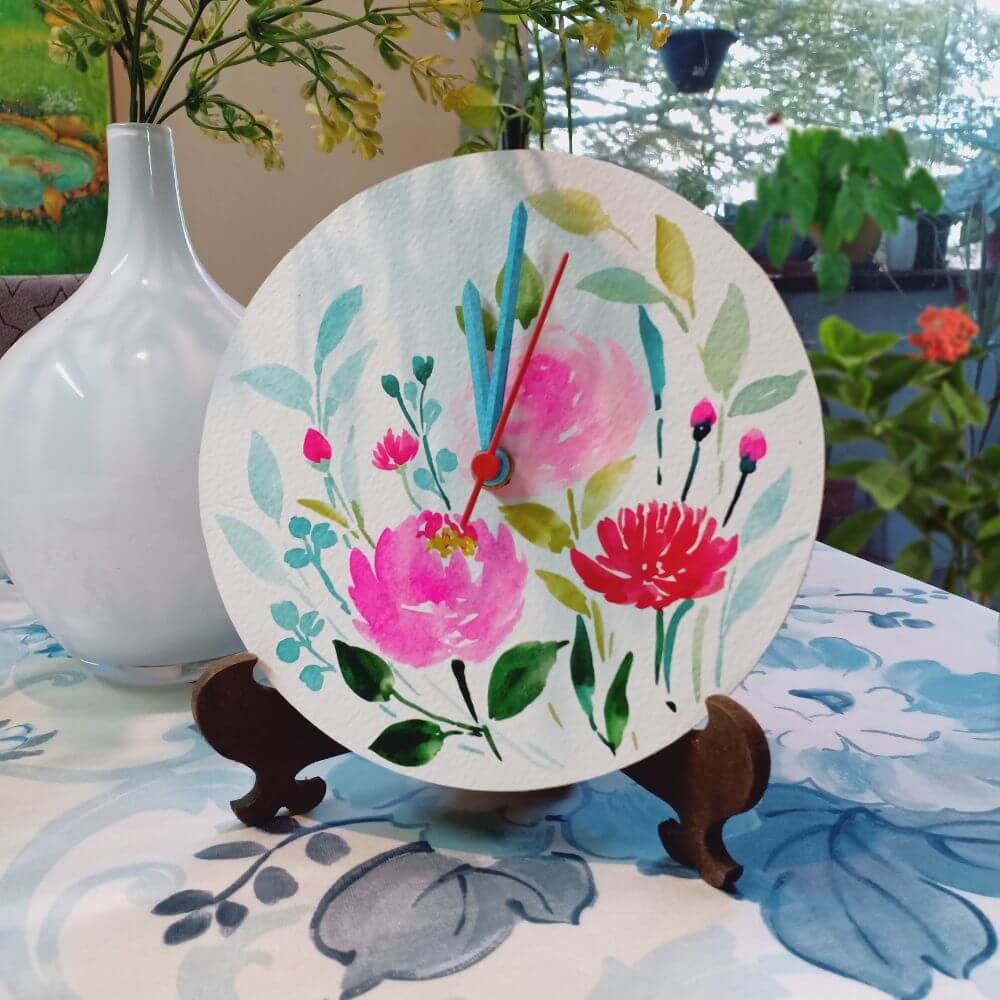 Floral Table Clock - rangreli
