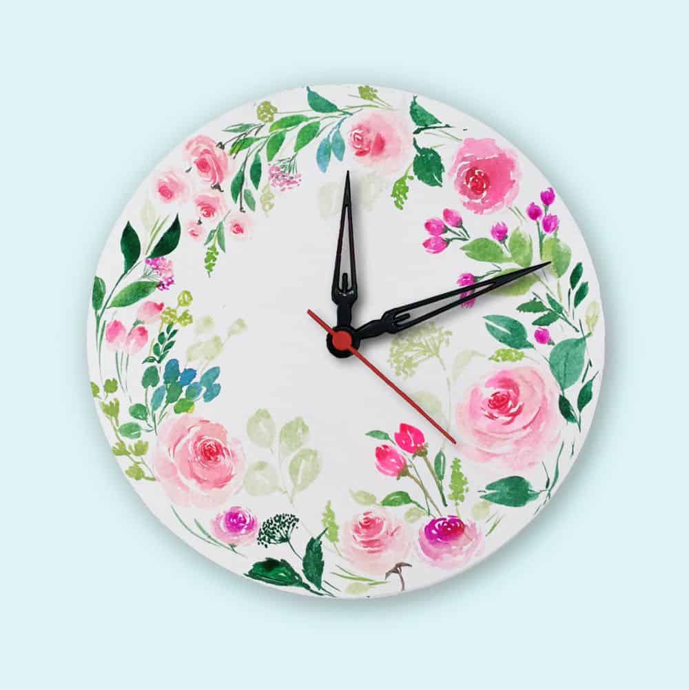 Handpainted Wall Clock - Floral 14 - rangreli