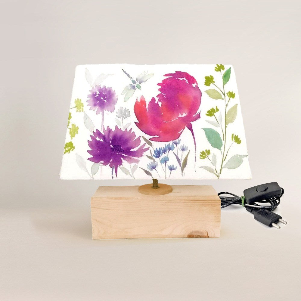 Rectangle Table Lamp - Floral Cluster Lamp Shade - rangreli
